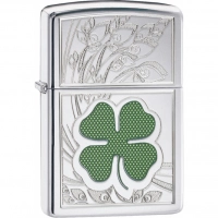 Зажигалка ZIPPO Classic «Клевер» с покрытием High Polish Chrome купить в Донецке