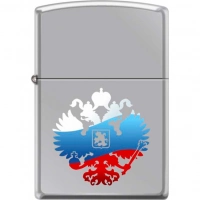 Зажигалка ZIPPO Двуглавый орёл, латунь/сталь с покрытием High Polish Chrome, серебристая, 36x12x56мм купить в Донецке